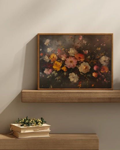 InSimSea Framed Canvas Wall Art - Vintage Fall Floral Painting for Living Room & Bedroom | 12x16 Inch