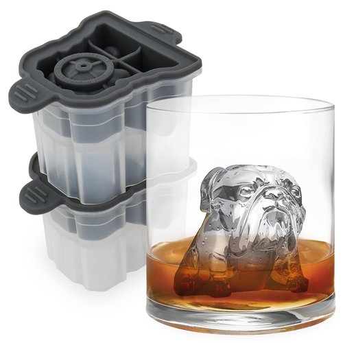 Tovolo Bulldog Shaped Ice Molds, Set of 2 - Large Ice Mold Gift Ideal for Dog Lovers - Unique Ice Mold Chills Drinks - Odor-Free Freezer Storage, Dishwasher-Safe with Silicone Plunger