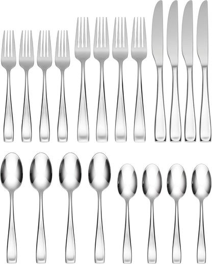 Oneida Moda Mirror 20-Piece Silverware Set - 18/10 Stainless Steel, Dishwasher Safe, Service for 4