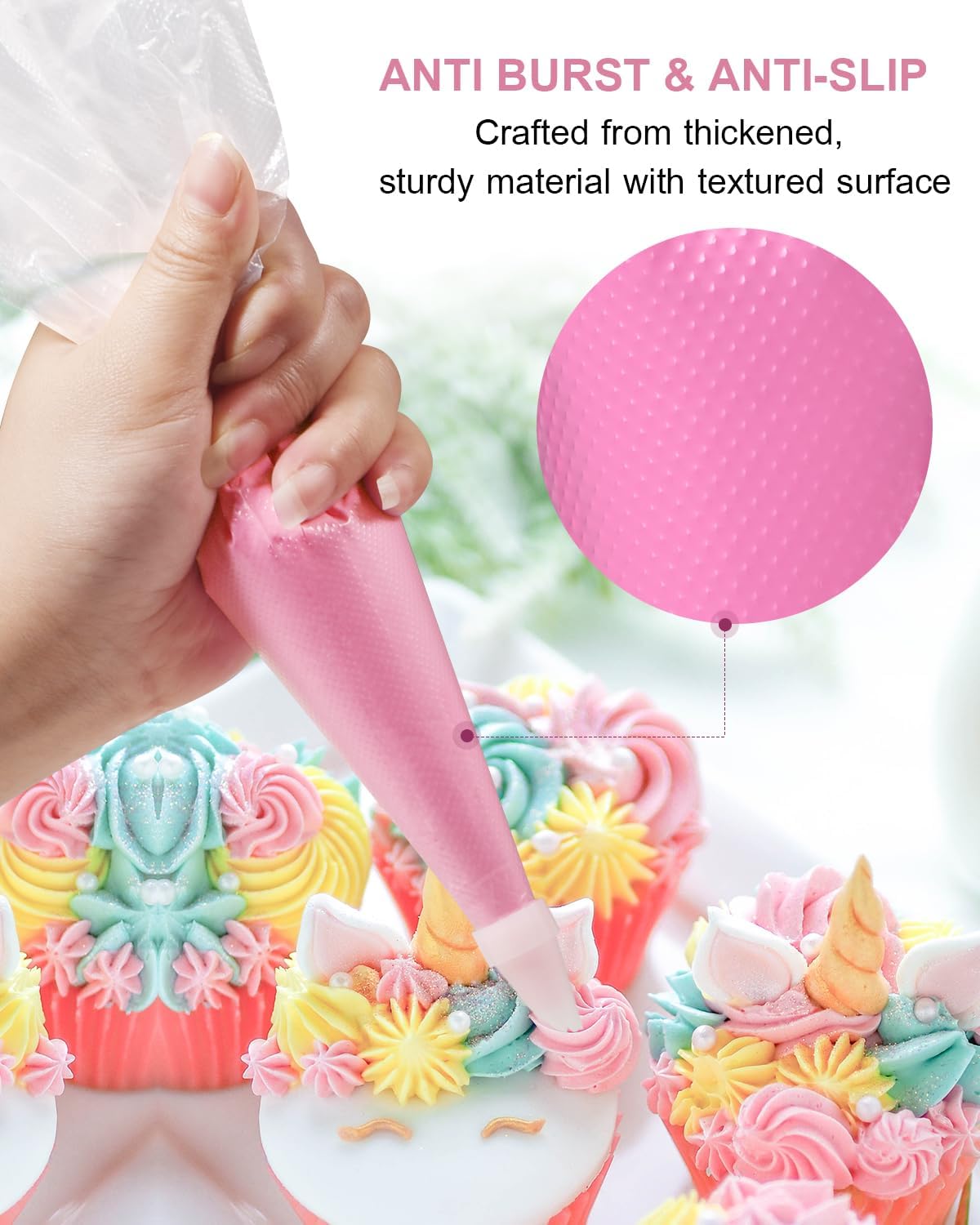 Skiennix 24-Inch Extra Large Disposable Piping Bags - 100 Thickened Tipless Frosting Bags for Cake & Cookie Decoration