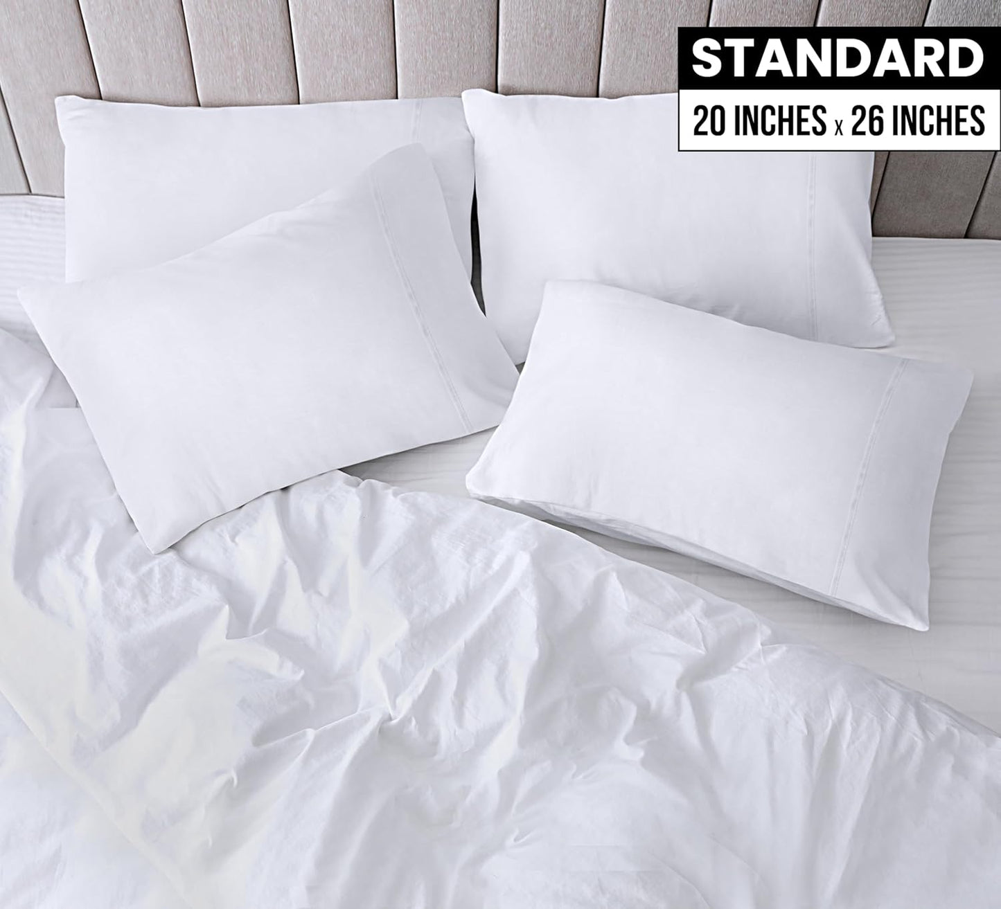 Utopia Bedding Standard Pillow Cases - 12 Pack - Soft Brushed Microfiber | Fade & Shrinkage Resistant - 20" x 26" White