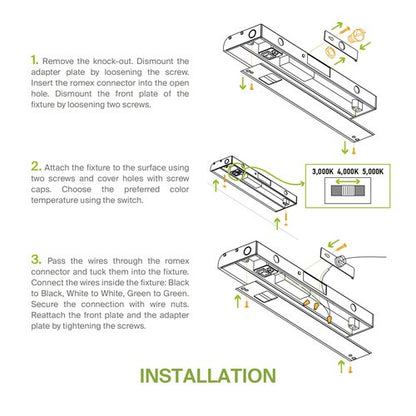 ASD LED Under Cabinet Lighting, 18 inch 8W 715 LM, Dimmable Hardwired Under Cabinet Lights for Kitchen, 3000K Soft/4000K Cool/5000K Daylight, Under Counter Light Fixtures, ETL Energy Star White Finish