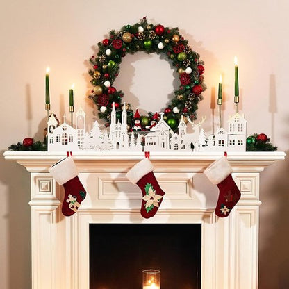 Colingmill Christmas Tabletop Decoration - 32 Inch Wooden Church & Elk Signs | Farmhouse Centerpiece Decor