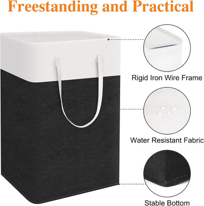 TasticTotes Laundry Basket 3-Pack - Collapsible Waterproof Hamper with Handles | 75L Black for Home or Dorm