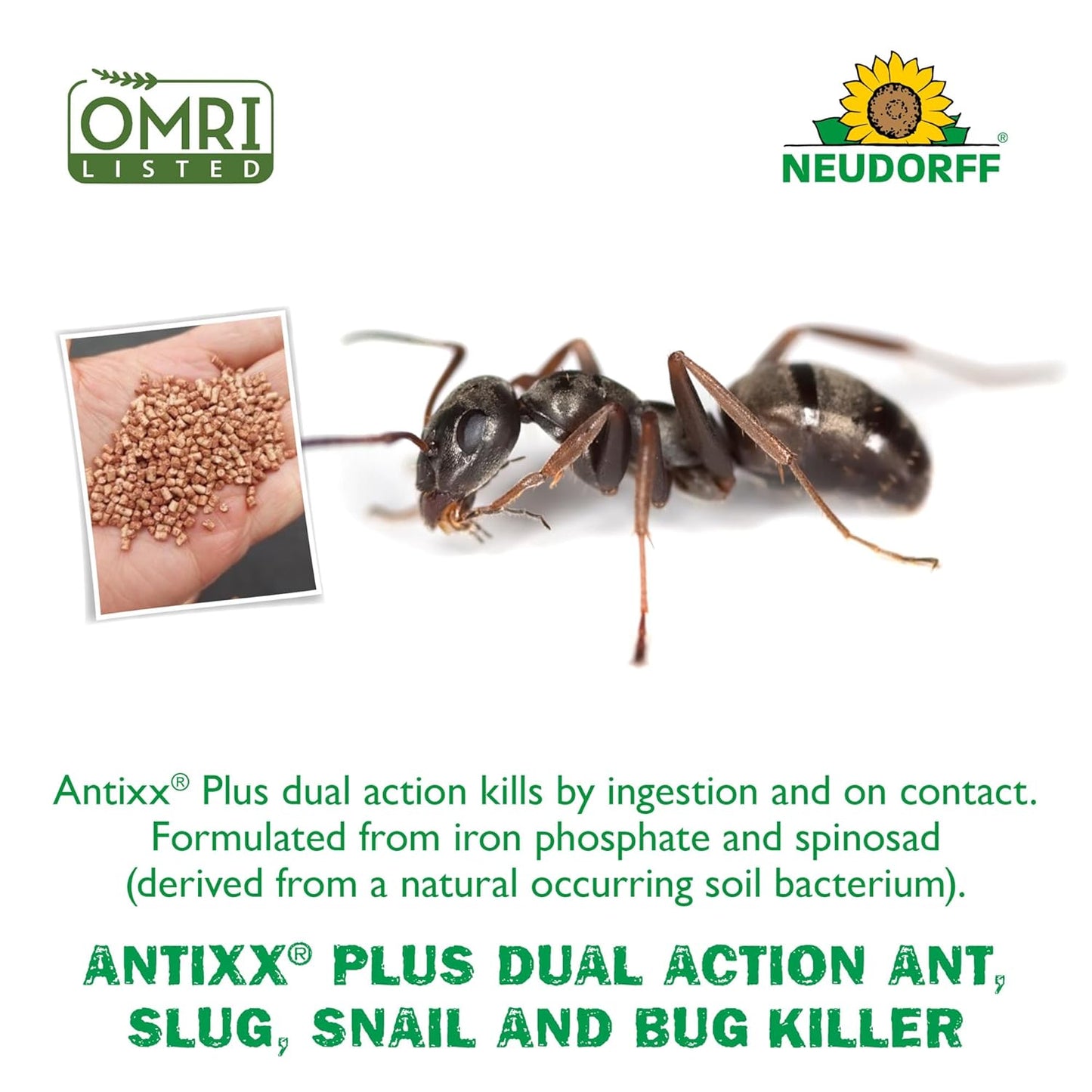 Neudorff ANTIXX Plus Ant & Insect Control Granules - Organic Pest Solution for Gardens | 4 lbs