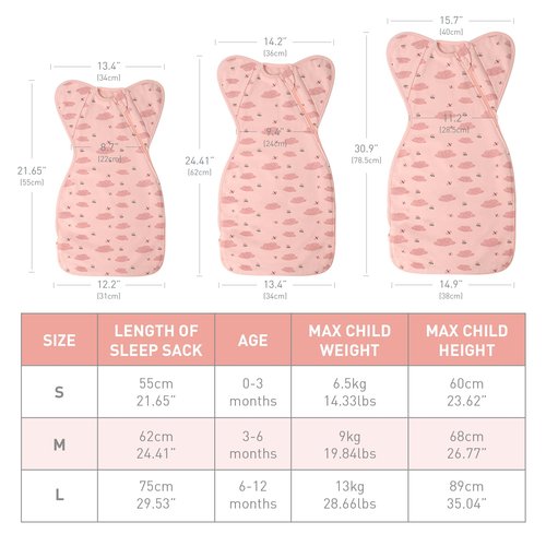 Baby Sleep Sack Swaddles for Newborn 0-3 Months, Arms Up Swaddle Blanket 2 Packs Cotton, Hands Up 3-Way Transitions to Arms-Free Wearable Sleeping Sack Bag for Boys Girls Snug Fit Calms Startle Reflex