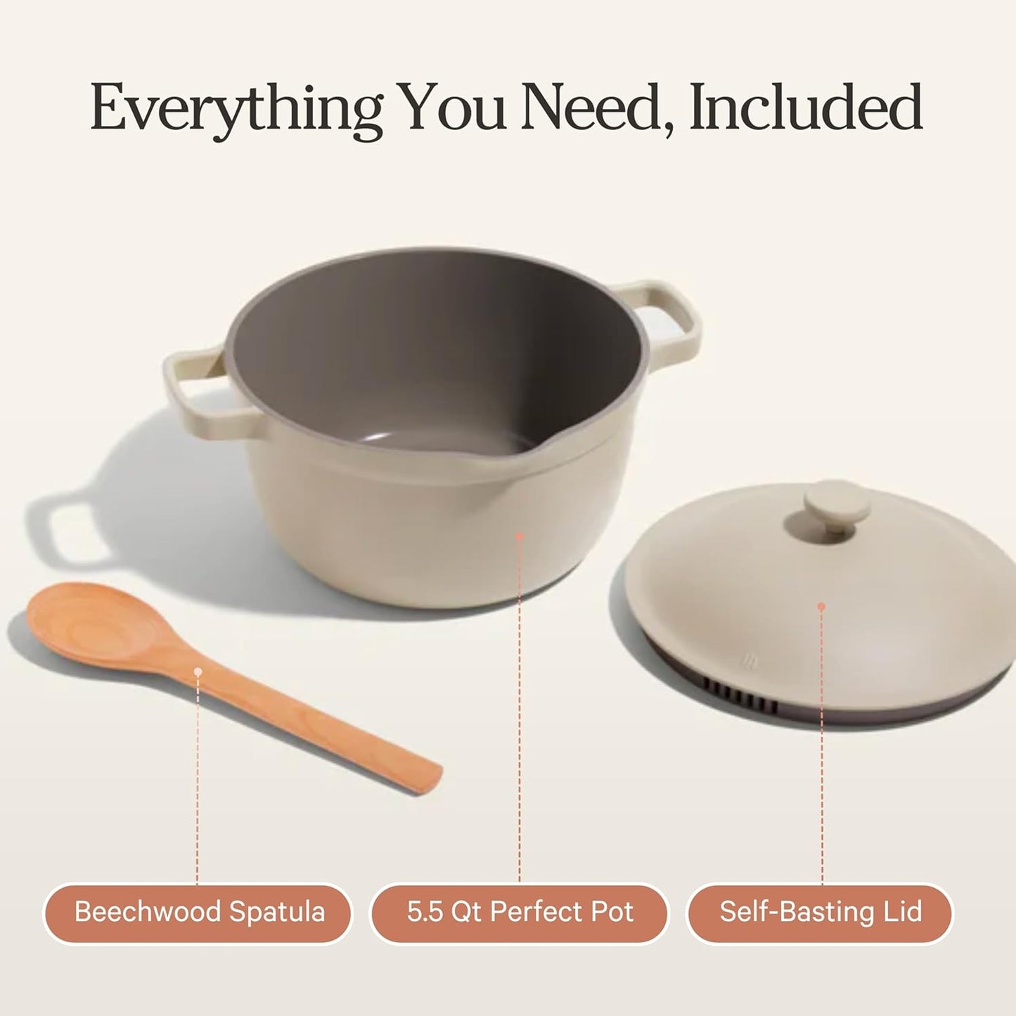 Our Place Perfect Pot - 5.5 Qt Ceramic Cookware with Lid & Spatula | Patented 8-in-1 Nonstick, PFAS-Free, Oven-Safe Up to 450°F