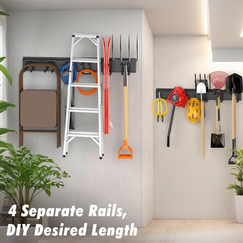 Housolution Heavy Duty Garage Wall Organizer - 64 Inch Storage System with 12 Adjustable Hooks | 570 lbs Capacity