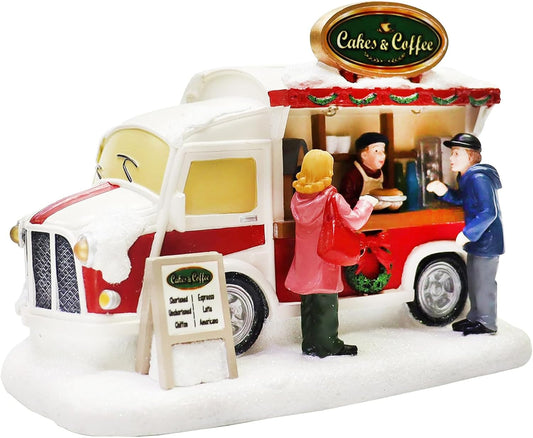 Moments In Time Christmas Village - Lighted LED Food Truck Scene | Hand-Painted Holiday Tabletop Décor