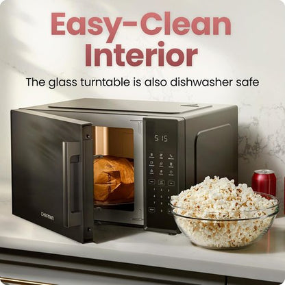 Chefman Microwave Oven - 0.9 Cu. Ft. Capacity, 900 Watts, 10 Power Levels & 6 Cooking Presets - Black