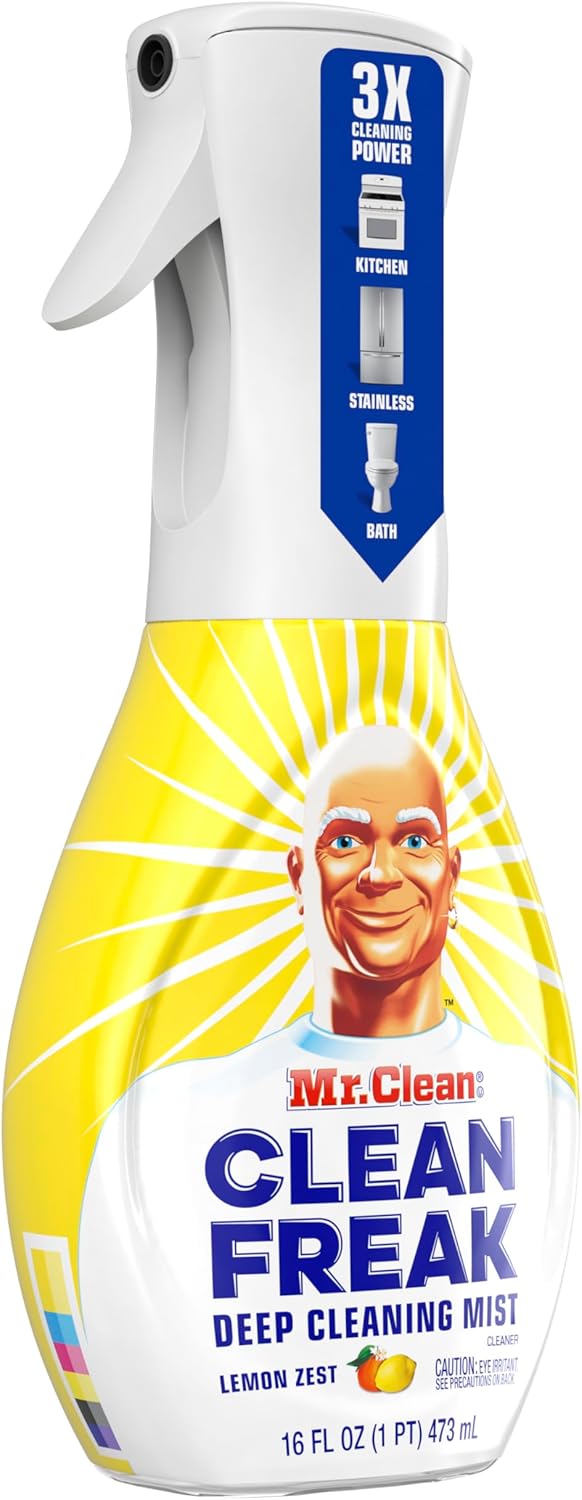 Mr. Clean Clean Freak Multi-Surface Cleaning Spray - Deep Cleaning Mist Starter Kit & Refill Bundle, Lemon Zest, 64 fl oz