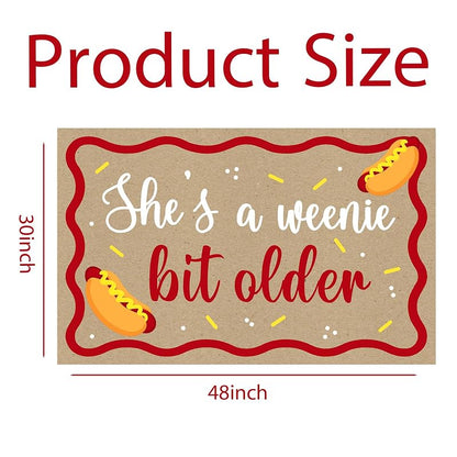 Hot Dog Banner Backdrop - Birthday Party Decor, Waterproof High-Gloss Poster