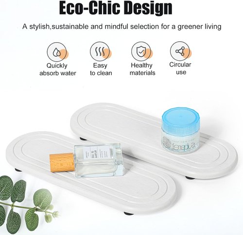 Diatomite Stone Sink Tray Set - Fast Drying Water Absorbent Coasters for Kitchen & Bathroom | 2PCS