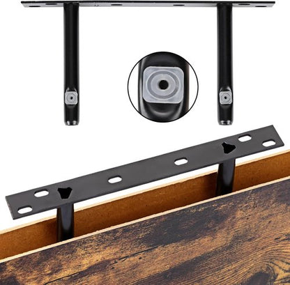 Fixwal Wood Floating Shelves - Set of 4 Rustic Brown Wall Decor with Invisible Brackets | Ideal for Bathroom, Living Room, Bedroom, Kitchen