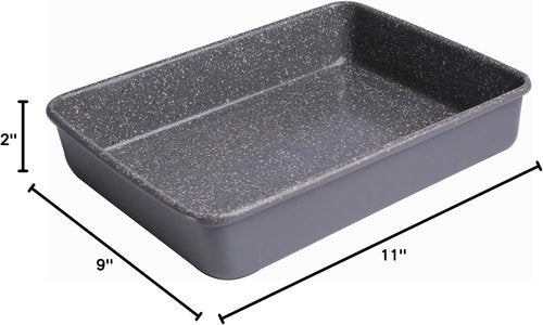CasaWare Toaster Oven Baking Pan - Ultimate Series Commercial Weight | Non-Stick Ceramic, 11 x 9 x 2-Inch, Silver Granite