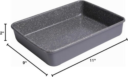 CasaWare Toaster Oven Baking Pan - Ultimate Series Commercial Weight | Non-Stick Ceramic, 11 x 9 x 2-Inch, Silver Granite