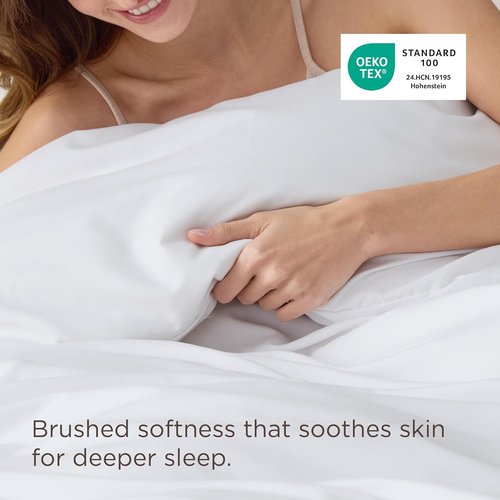Bedsure Duvet Cover - Queen Size Luxury Soft Bedding, Double Brushed All Season, White, Zipper Closure (90"x90")