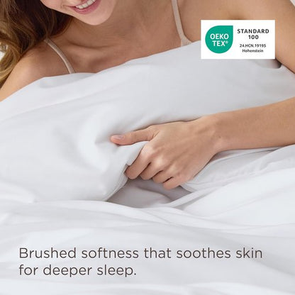 Bedsure Duvet Cover - Queen Size Luxury Soft Bedding, Double Brushed All Season, White, Zipper Closure (90"x90")