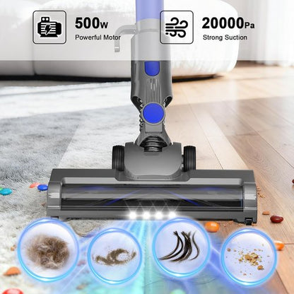 Intercleaner Corded Vacuum Cleaner - 23Ft Reach, Powerful Suction & LED Headlights | Ideal for Hard Floors & Carpets