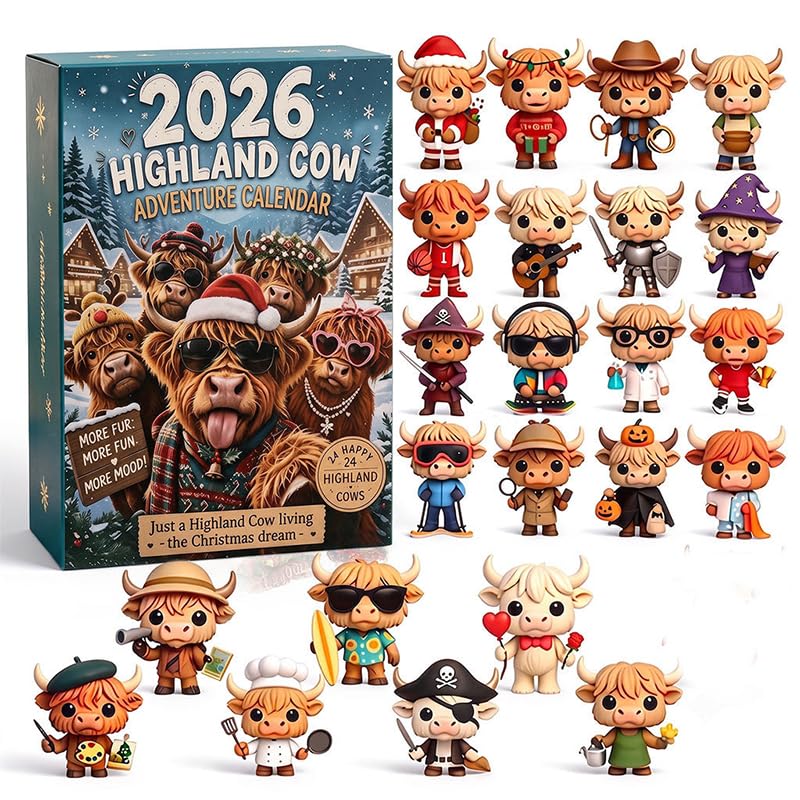 24 Days Highland Cow Advent Calendar - Festive Christmas Countdown #D