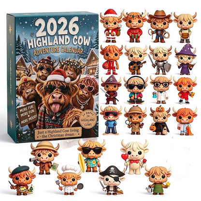 24 Days Highland Cow Advent Calendar - Festive Christmas Countdown #D