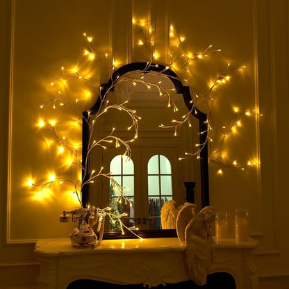 2Pcs Enchanted Willow Vine Lights - 144 LEDs, 18-Branch Wall Decor, White - Variation: White-2pcs