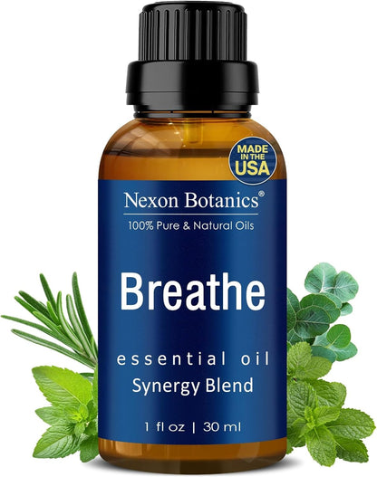 Nexon Botanics Breathe Essential Oil Blend 30 ml - Sinus Relief with Menthol - Ideal for Humidifiers & Diffusers