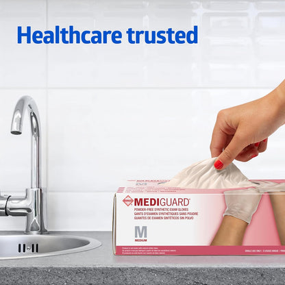 Medline MediGuard Vinyl Exam Gloves - Powder-Free, Disposable, Medium Size, 150 Count