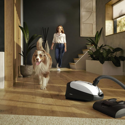 Miele Classic C1 Cat & Dog Vacuum - Bagged Canister for Pet Hair, Portable, Lotus White