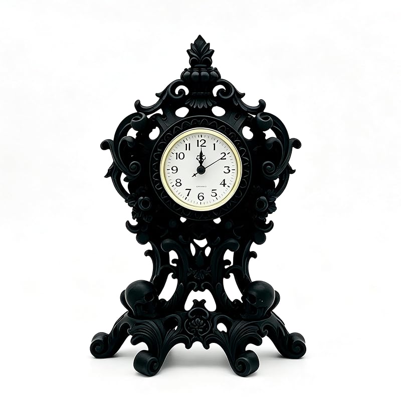 Halloween Skull Table Clock - Resin Skeleton Desk Clock