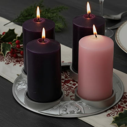 Shellwei Advent Wreath Candle Holder - Metal Nativity Scene Centerpiece for Christmas Decor | Fits 3-Inch Pillar Candles