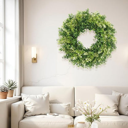 Eucalyptus Wreath by [Brand Name] - 28 Inch Large Artificial Green Leaves | Year-Round Home Decor
