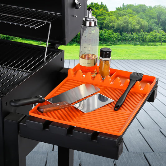 Skiennix Silicone Tools Mat - Versatile Griddle & Baking Countertop Drip Pad | Orange for Blackstone & Weber Grills