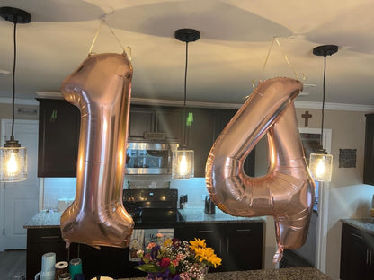 Rose Gold Number Balloon - 40 Inch 24th Birthday Decorations for Women & Men | Perfect for Weddings & Anniversaries