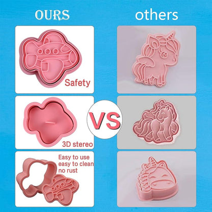 8 Piece Transportation Vehicle Cookie Cutters Set with Plunger Stamper - Variation of THIS listing