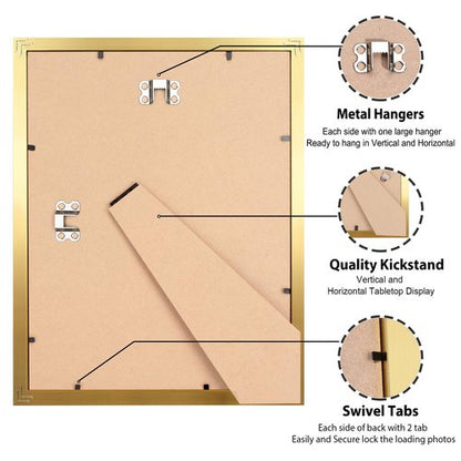 LaVie Home 8x10 Picture Frame Gold, 8 x 10 Frame with High Definition Plexiglass, Horizontal or Vertical Wall Wood Gallery Picture Frames Suitable for Picture Display, 1pc