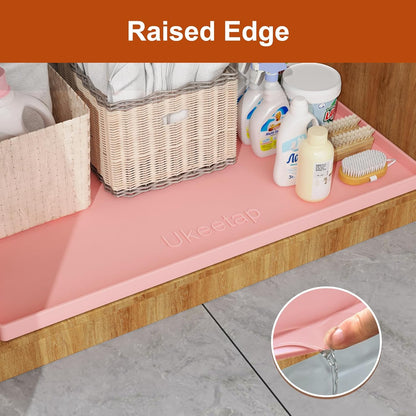 Ukeetap Extra Thick Silicone Mat - Waterproof Under Sink Mat for Kitchen & Bathroom - 34" x 22", Pink