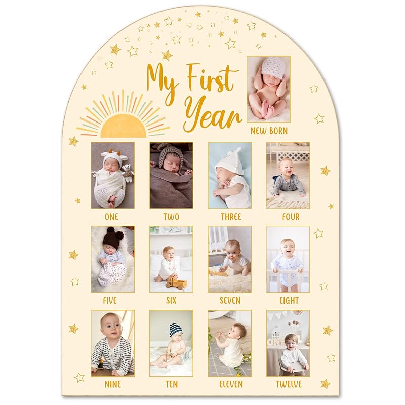 Sun My First Year Photo Board - Boho Baby 12 Months Milestone Board - Variation: Sun