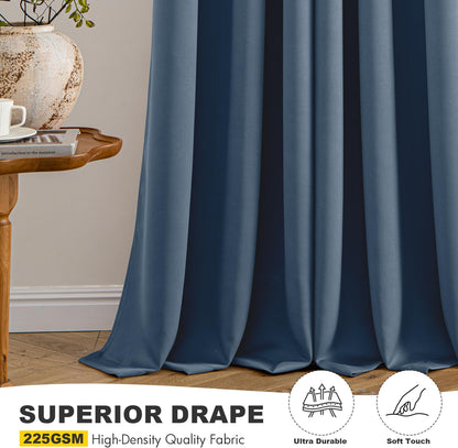 MIULEE Short Curtains - Stone Blue Blackout Thermal Insulated Drapes | 2 Panels, W40 x L36 Inch