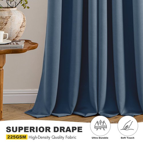 MIULEE Stone Blue Blackout Curtains for Bedroom Living Room 84 Inches Long 2 Panels, Thermal Insulated Room Darkening Drapes Solid Grommet Top Noise Reducing Light Blue Window Treatments 40x84 Inch
