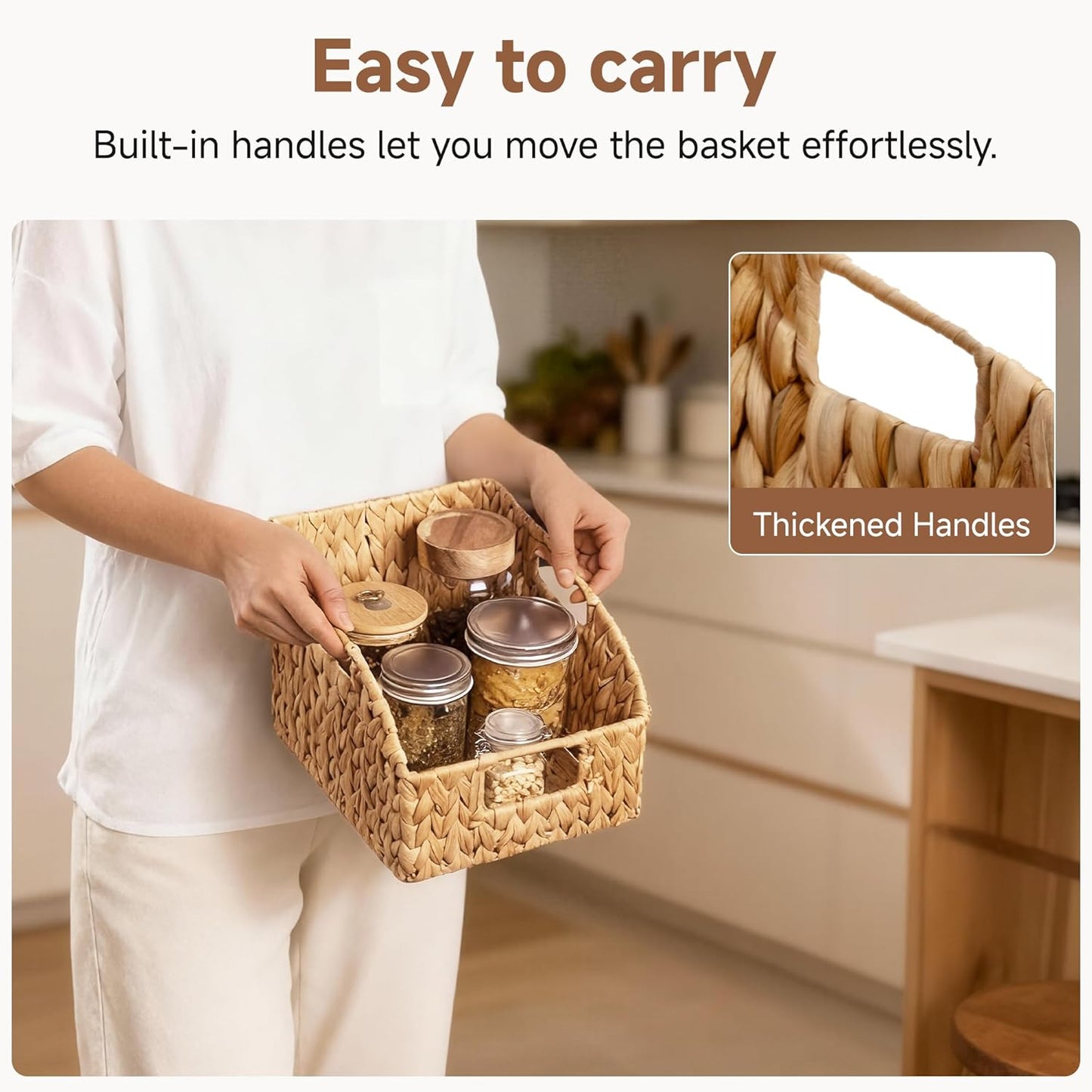 StorageWorks Wicker Storage Baskets - Handwoven Organizing Baskets with Built-in Handles | 2 Pack