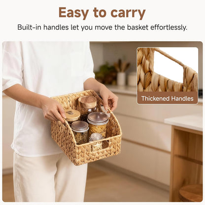 StorageWorks Wicker Storage Baskets - Handwoven Organizing Baskets with Built-in Handles | 2 Pack