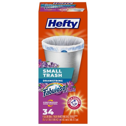 Hefty Small Trash Bags, Fabuloso Scent, 4 Gallon, 34 Count