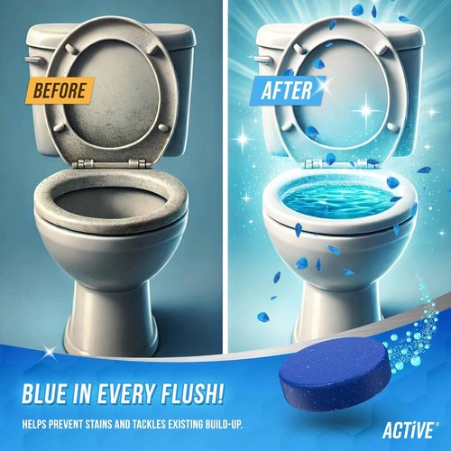 ACTIVE Toilet Bowl Cleaner Tablets - Heavy Duty Septic-Safe Gel for Hard Water Stains & Odor - 12 Tabs
