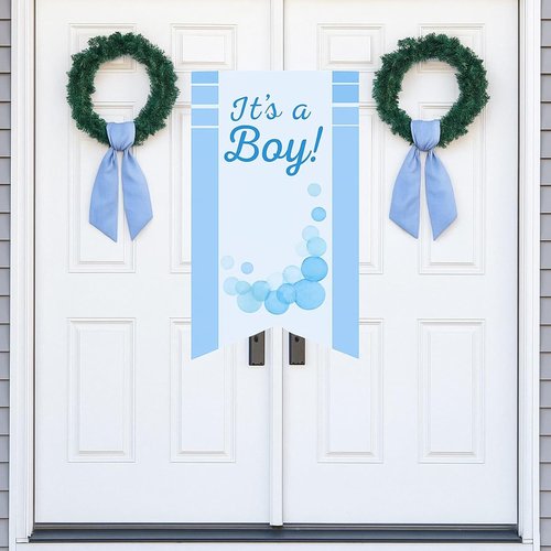 Blue Striped Wreath Ribbon Set by [Brand Name] - 5.12" Wide x 54.33" Long | Perfect for Baby Boy Shower Decorations