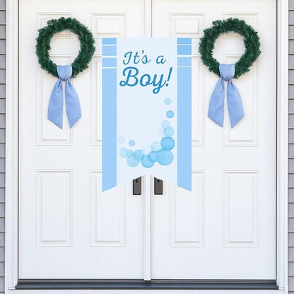 Blue Striped Wreath Ribbon Set by [Brand Name] - 5.12" Wide x 54.33" Long | Perfect for Baby Boy Shower Decorations