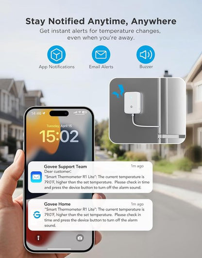 GoveeLife WiFi Refrigerator Thermometer - Wireless Digital Freezer Gauge with Alarm | 2-Pack for Home Kitchen