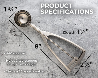 Saffron & Sage Stainless Steel Cookie Scoop - Heavy Duty 2 Tbsp with Comfortable Handles | Rust Resistant & Dishwasher Safe