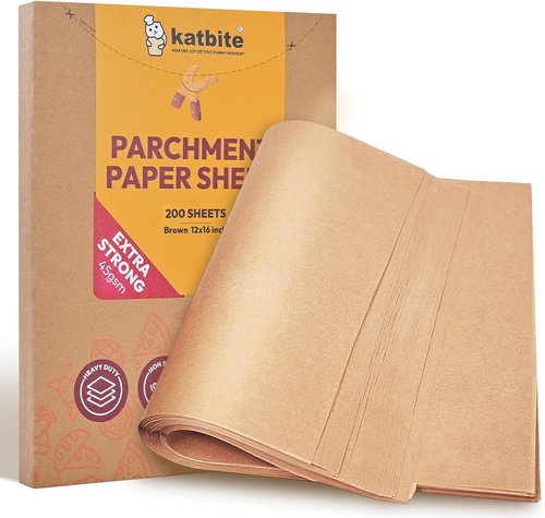 Katbite Unbleached Parchment Paper - 200 Pcs 12x16 In Macaron Sheets for Baking