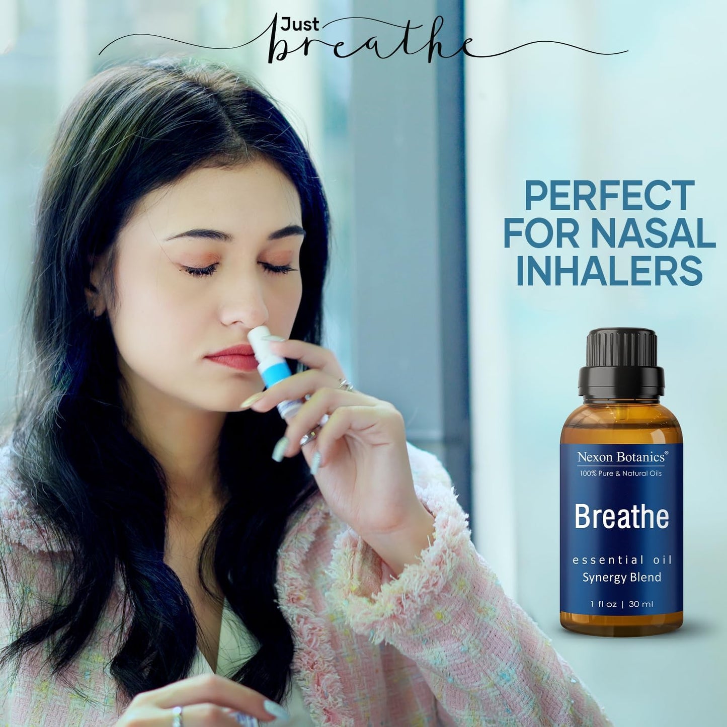Nexon Botanics Breathe Essential Oil Blend 30 ml - Sinus Relief with Menthol - Ideal for Humidifiers & Diffusers